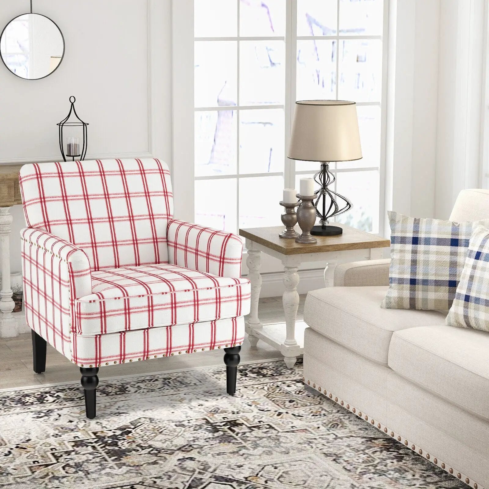 Modern Upholstered Padded Accent Chair with Rubber Wood Legs by DirectDeals