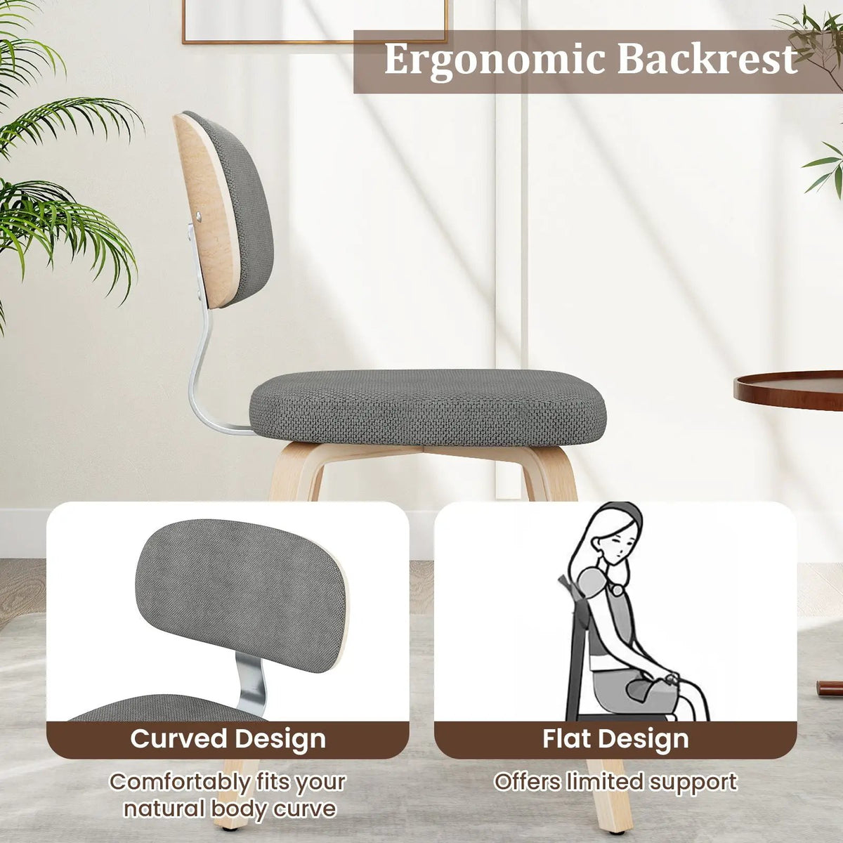 Chenille Fabric Upholstered Wooden Kitchen Chairs Set of 4 by DirectDeals