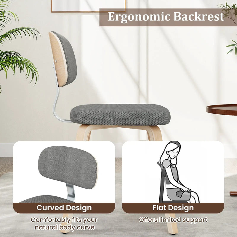 Chenille Fabric Upholstered Wooden Kitchen Chairs Set of 4 by DirectDeals