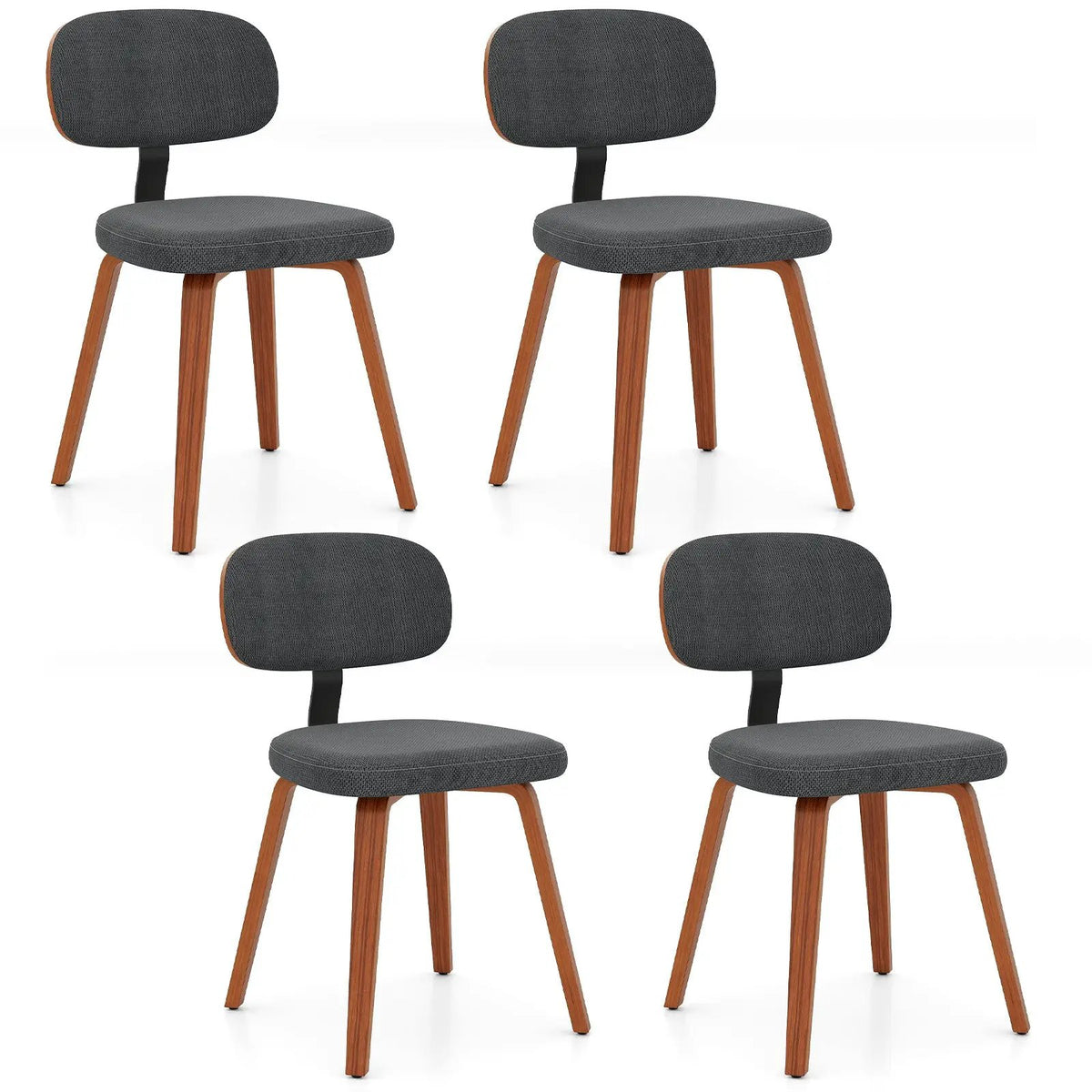 Chenille Fabric Upholstered Wooden Kitchen Chairs Set of 4 by DirectDeals