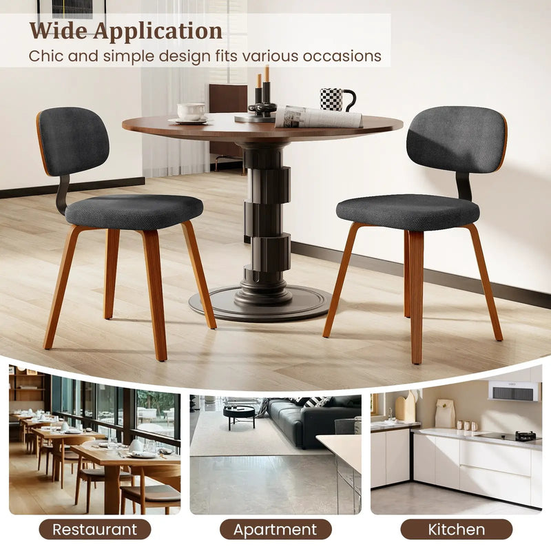 Chenille Fabric Upholstered Wooden Kitchen Chairs Set of 4 by DirectDeals
