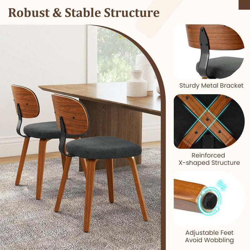 Chenille Fabric Upholstered Wooden Kitchen Chairs Set of 4 by DirectDeals