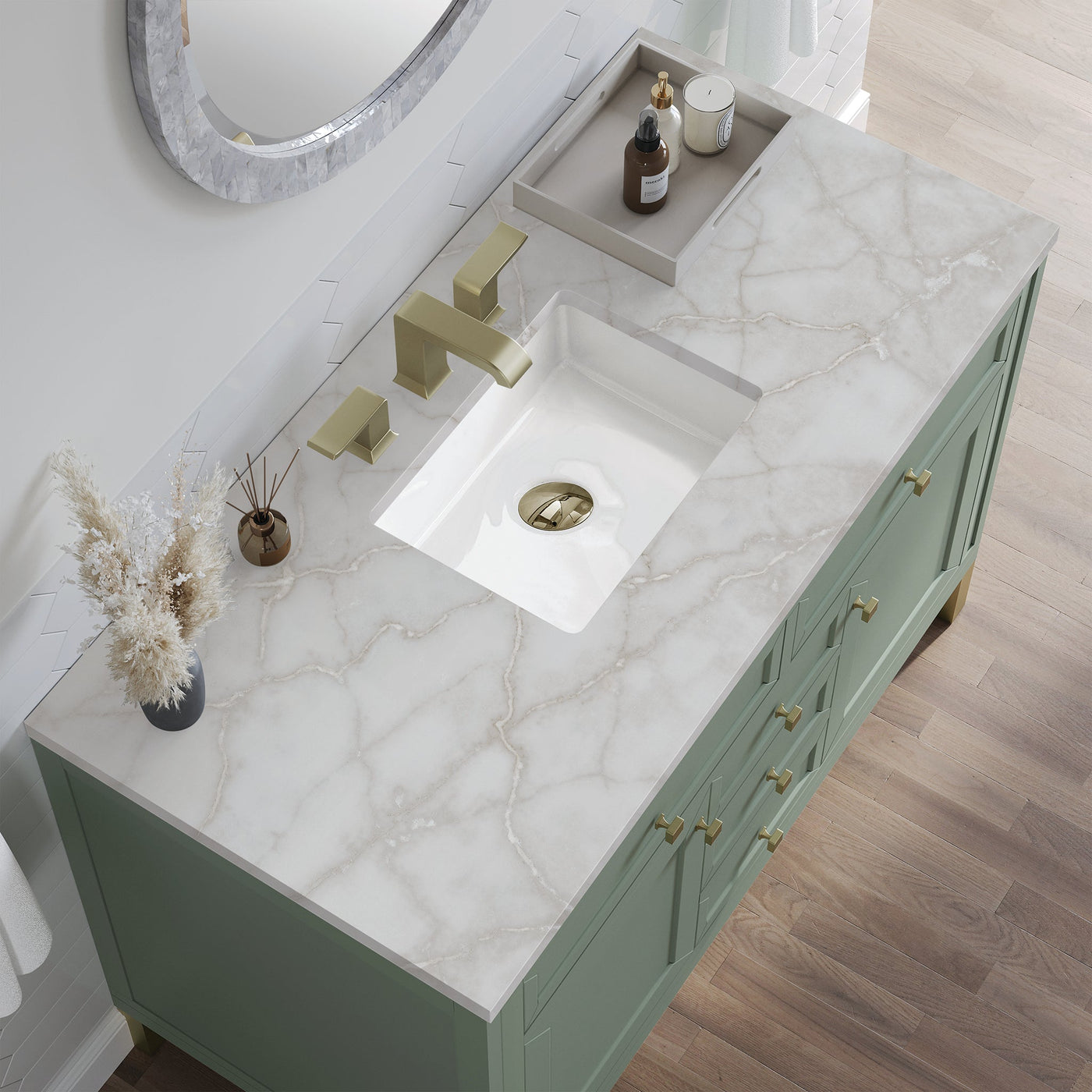 James Martin Chicago 48" Single Bathroom Vanity, Smokey Celadon by James Martin