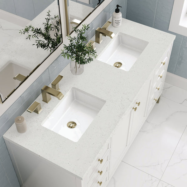James Martin Chicago 60" Double Bathroom Vanity, Glossy White