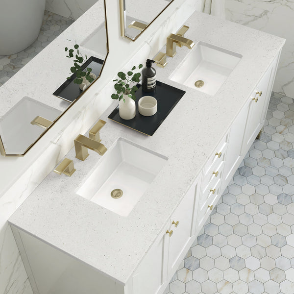 James Martin Chicago 72" Double Bathroom Vanity, Glossy White