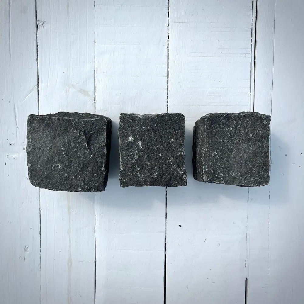 New Granite Cube Belgian Block 4" x 4" x 4" – Grey, Black by Chief Bricks