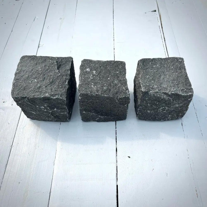 New Granite Cube Belgian Block 4" x 4" x 4" – Grey, Black by Chief Bricks