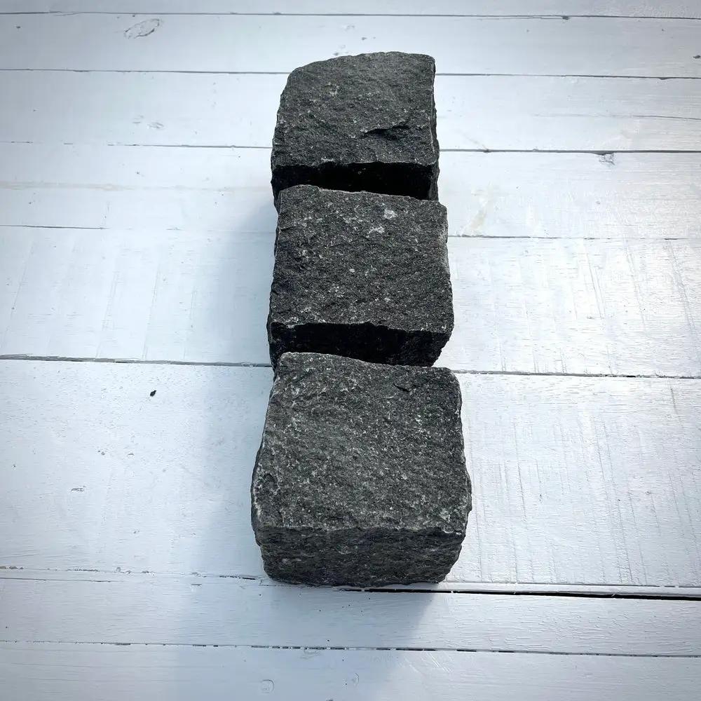 New Granite Cube Belgian Block 4" x 4" x 4" – Grey, Black by Chief Bricks