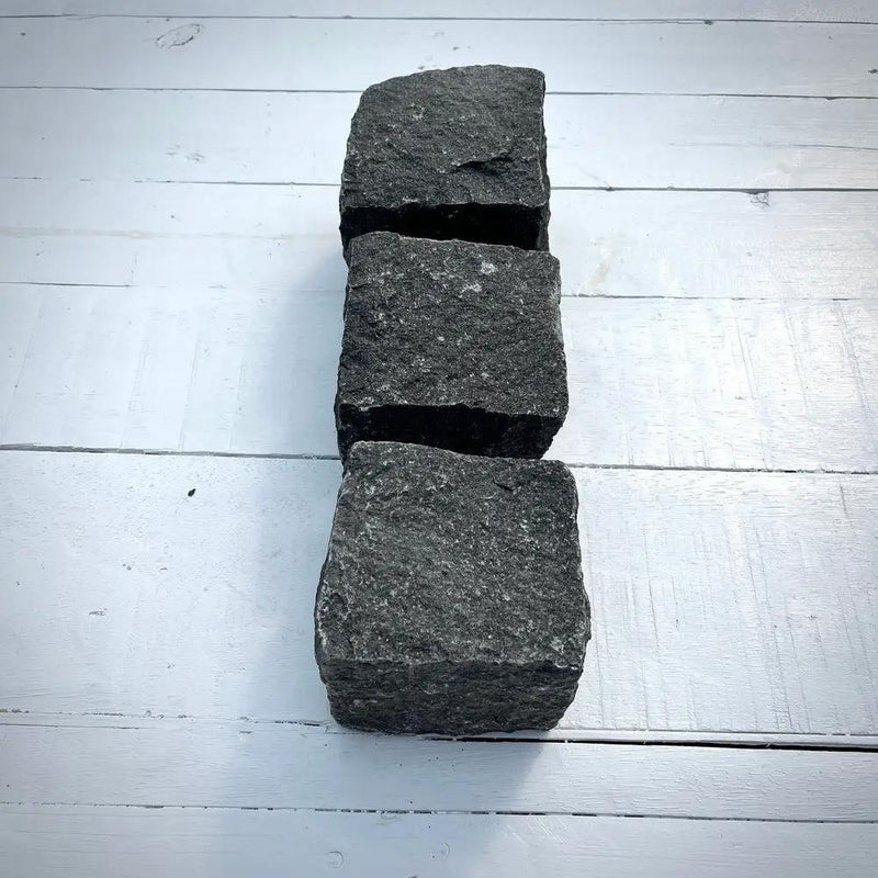 New Granite Cube Belgian Block 4" x 4" x 4" – Grey, Black by Chief Bricks