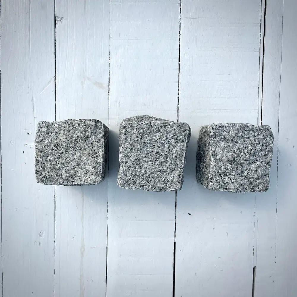 New Granite Cube Belgian Block 4" x 4" x 4" – Grey, Black by Chief Bricks