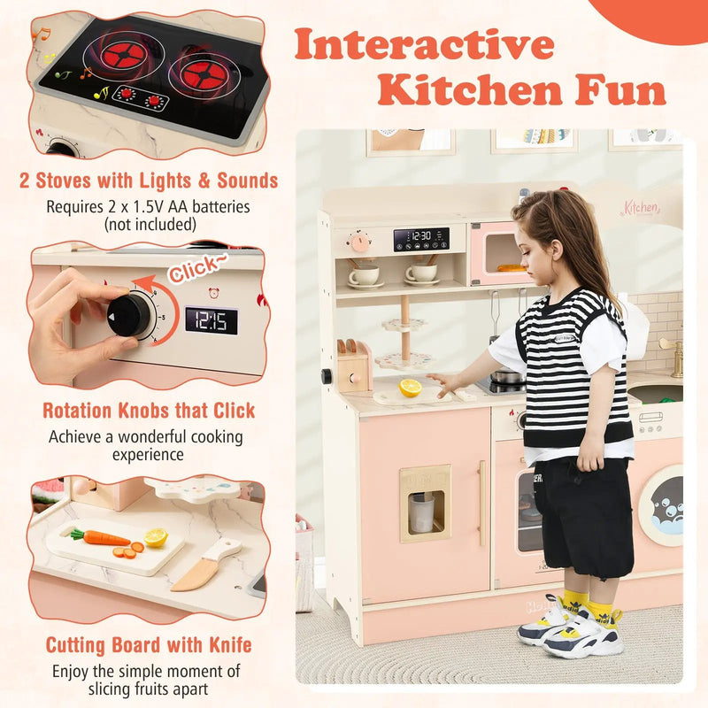 Children Pretend Toy Kitchen Playset with Light and Sound by DirectDeals