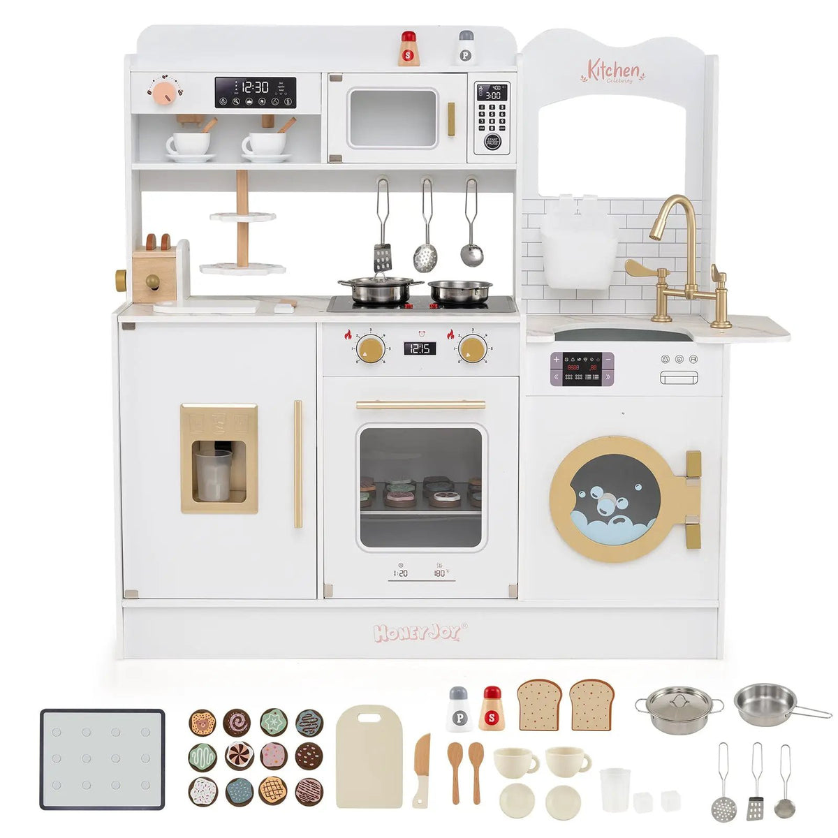 Children Pretend Toy Kitchen Playset with Light and Sound by DirectDeals