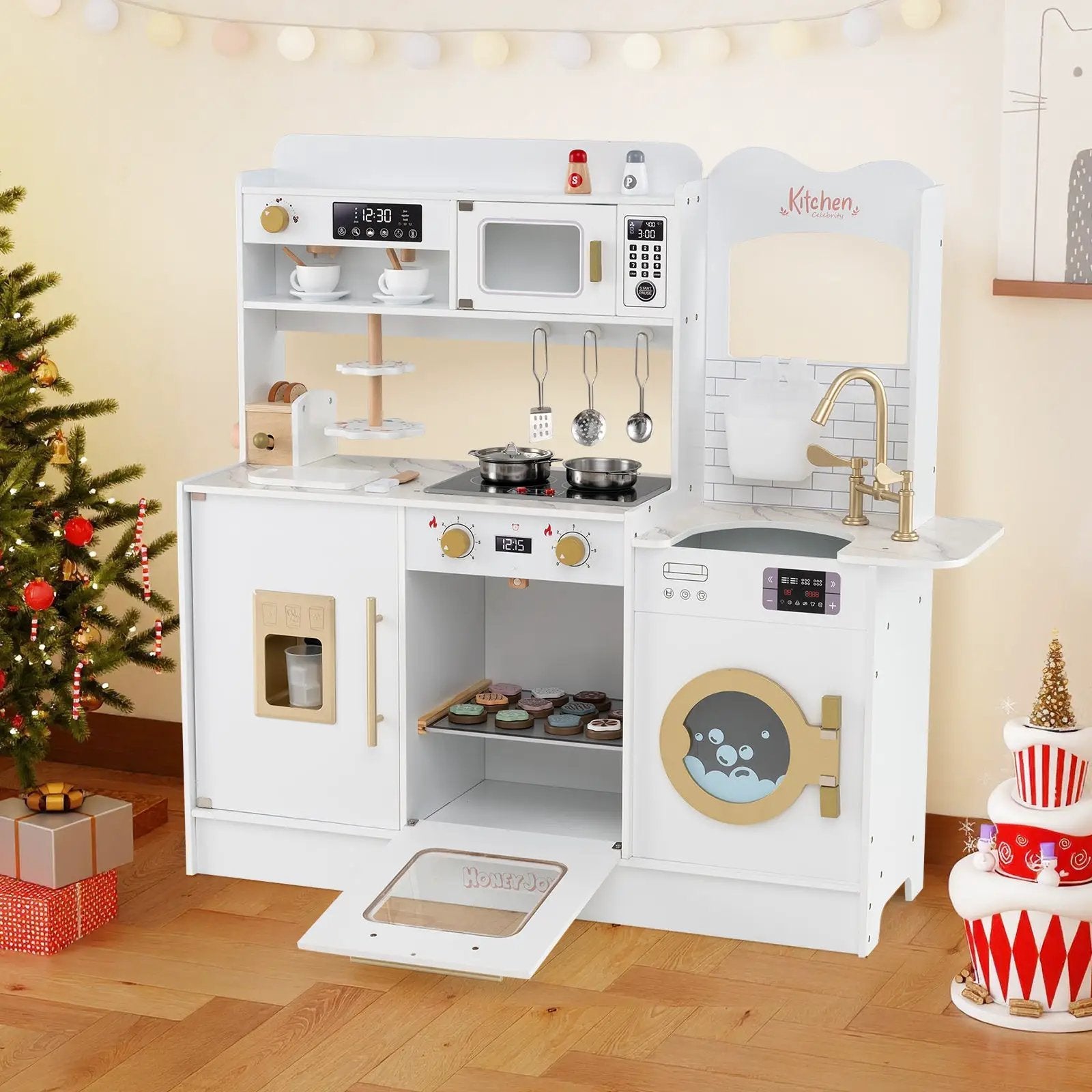 Children Pretend Toy Kitchen Playset with Light and Sound by DirectDeals