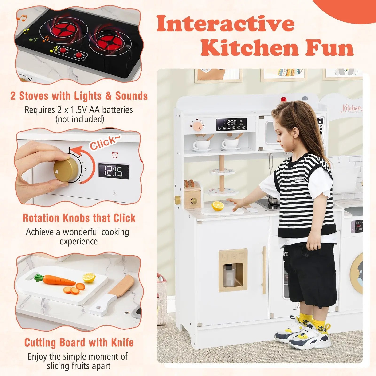 Children Pretend Toy Kitchen Playset with Light and Sound by DirectDeals