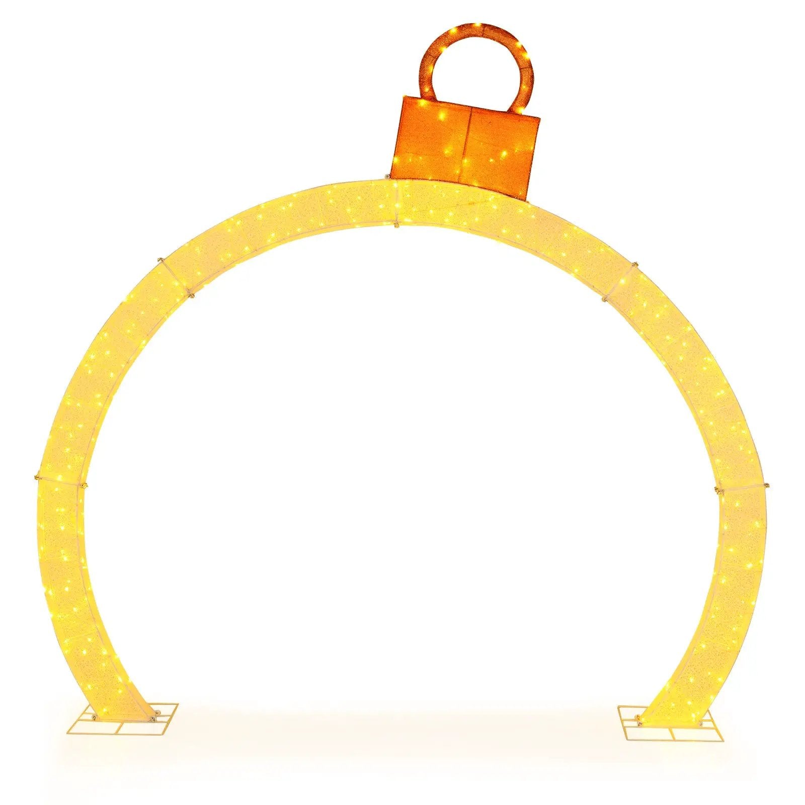 10.5 Feet Christmas Pre-Lit Arch with Gold Ornament Cap and 300 Warm White LED Lights by DirectDeals
