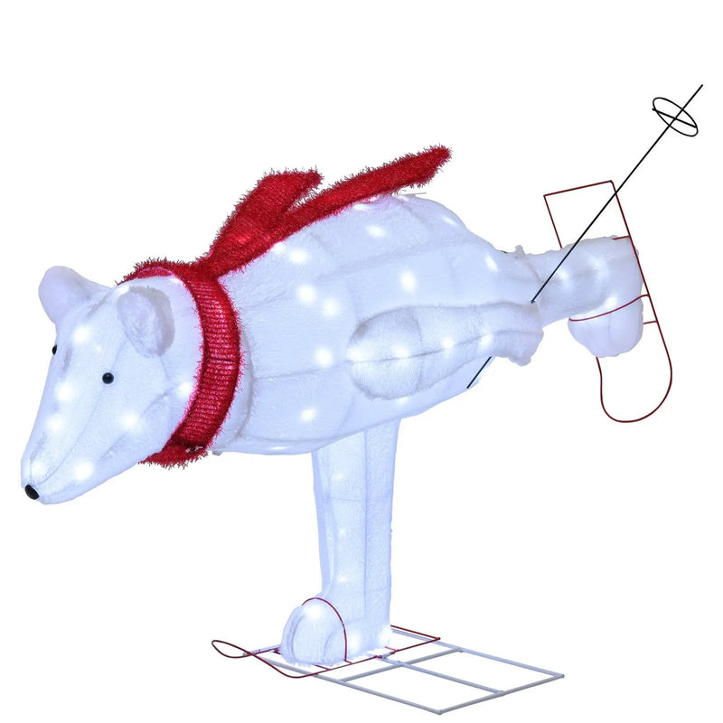4.5 Feet Christmas Skiing Polar Bear with LED Lights and Ground Stakes by DirectDeals