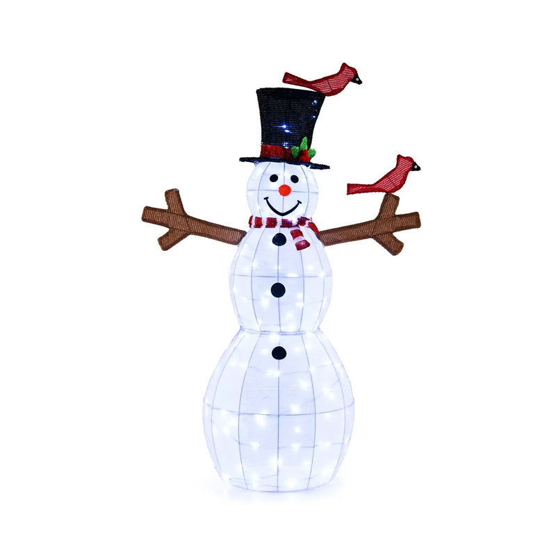 4.8 Feet Christmas Snowman with 120 LED Lights and 2 Decorative Red Birds by DirectDeals