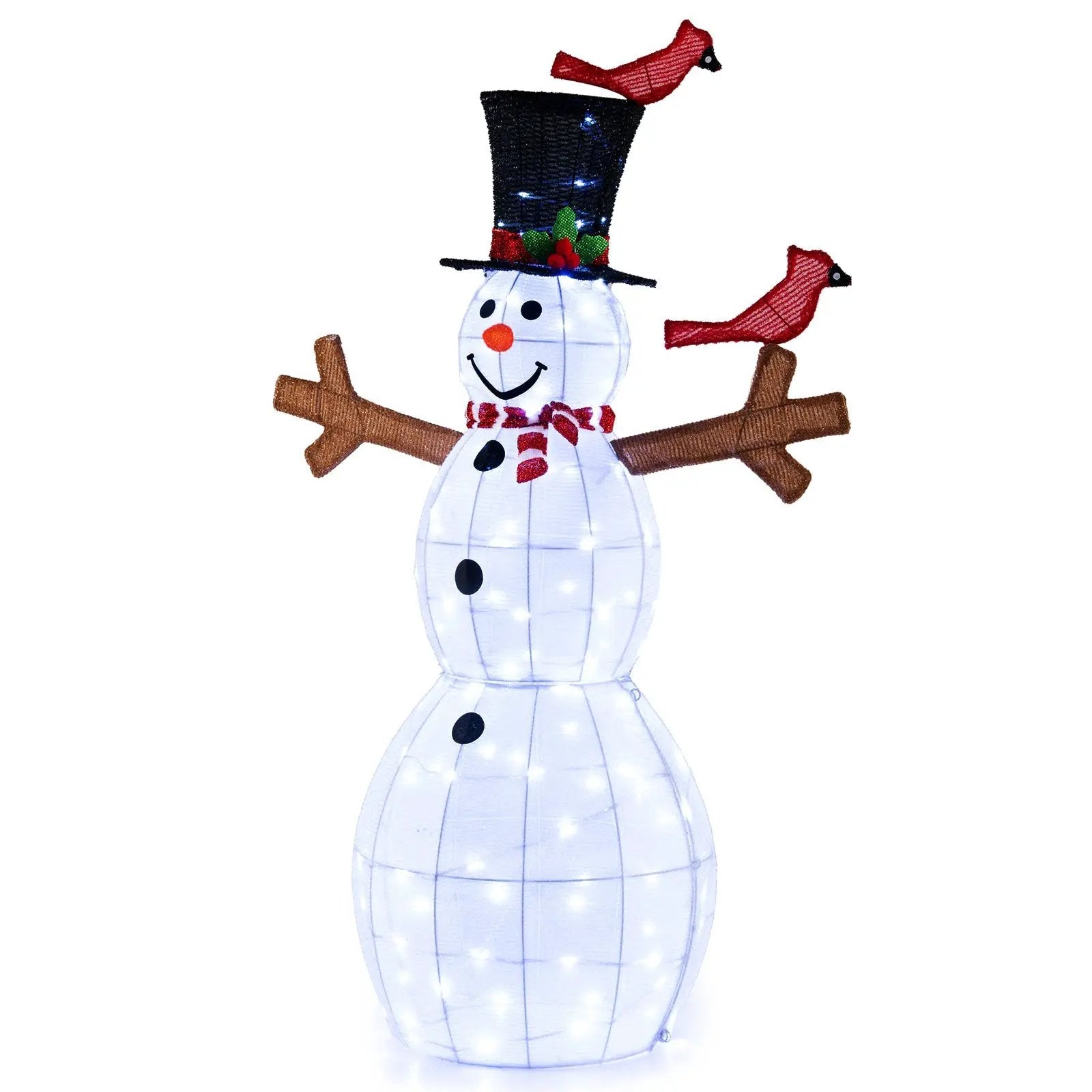 4.8 Feet Christmas Snowman with 120 LED Lights and 2 Decorative Red Birds by DirectDeals