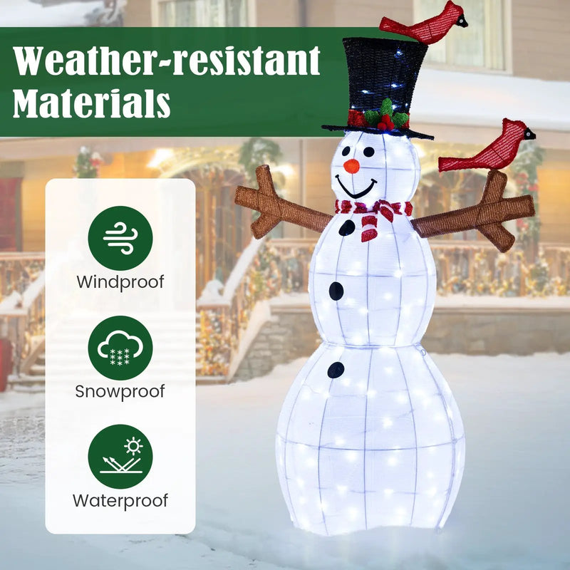 4.8 Feet Christmas Snowman with 120 LED Lights and 2 Decorative Red Birds by DirectDeals