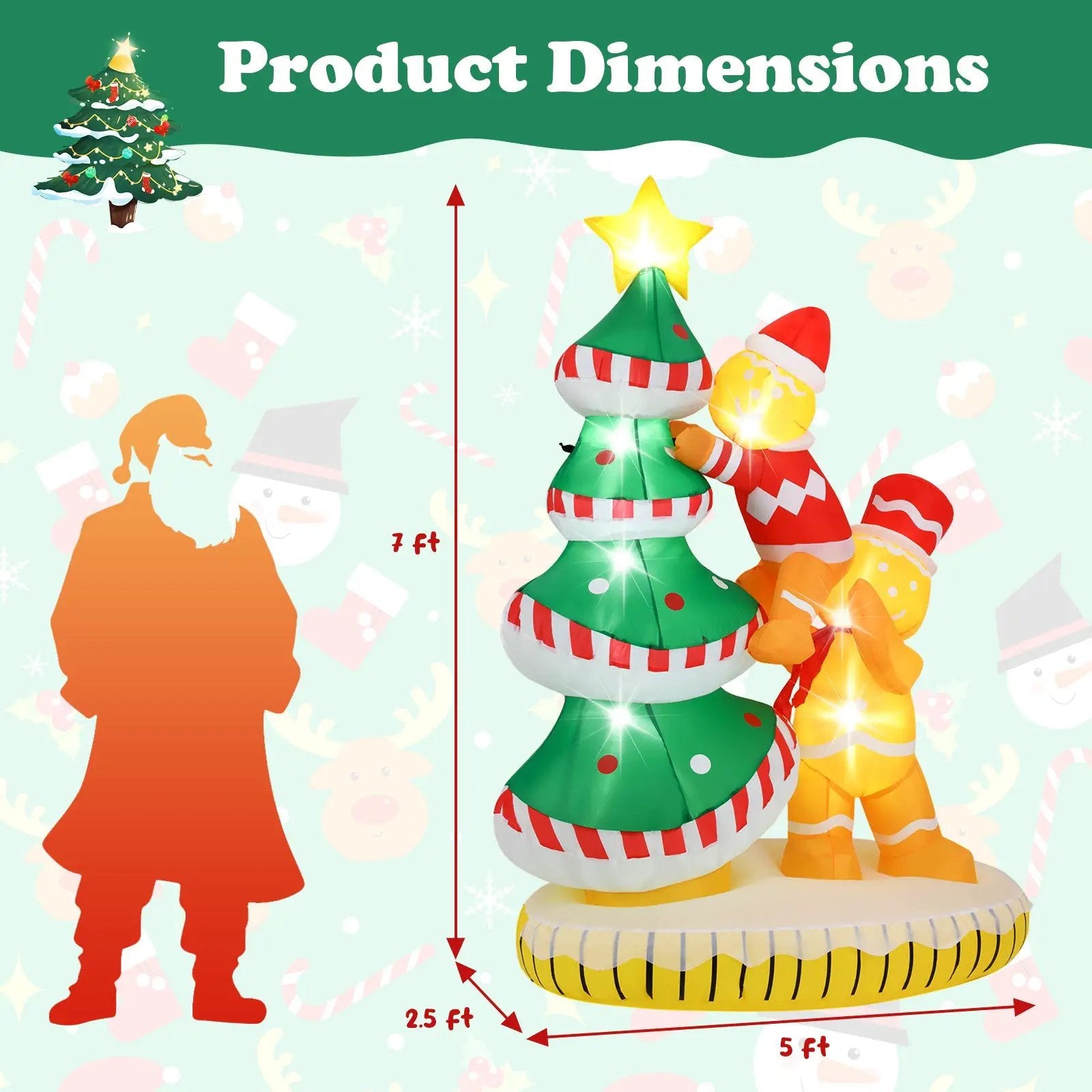 7 Feet Inflatable Christmas Tree with 7 Internal LED Lights and Built-in Fan by DirectDeals