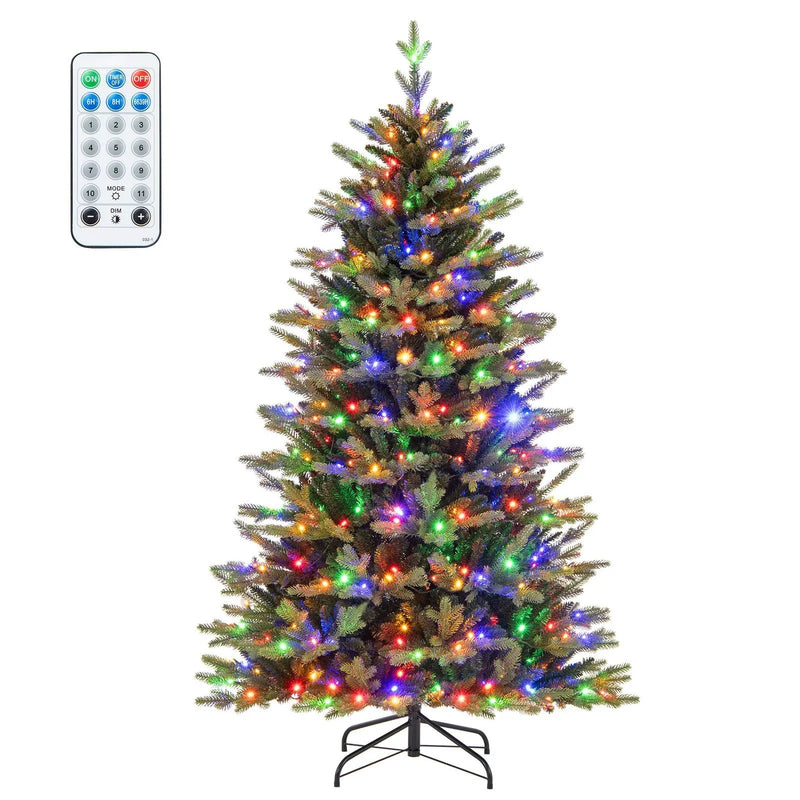 5 Feet Artificial Xmas Tree Hinged with 11 Lighting Modes and Remote Control by DirectDeals