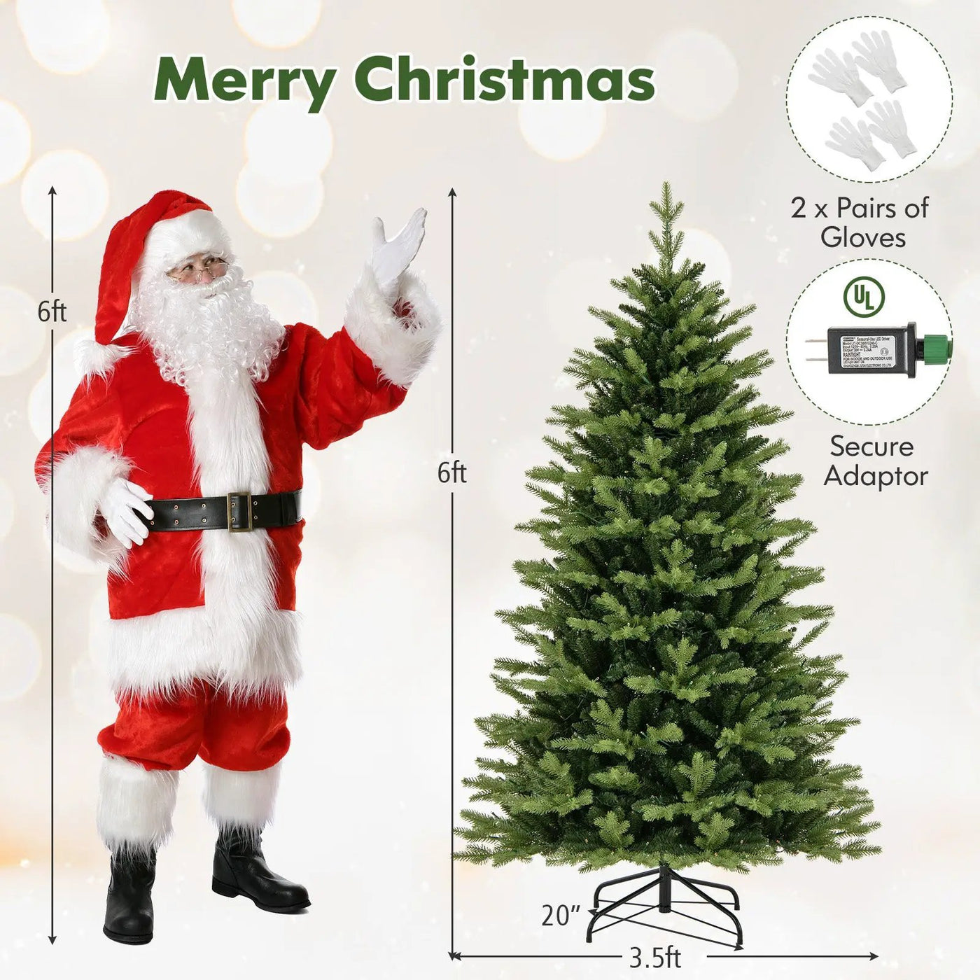 5 Feet Artificial Xmas Tree Hinged with 11 Lighting Modes and Remote Control by DirectDeals