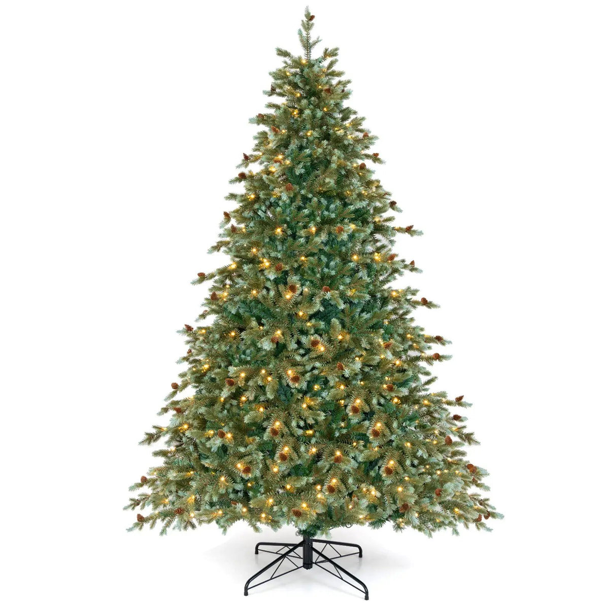 6/7/8 Feet Christmas Tree with Warm White LED Lights and Pine Cones by DirectDeals