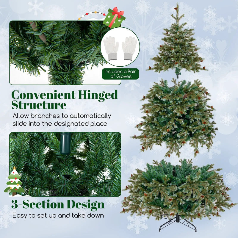 6/7/8 Feet Christmas Tree with Warm White LED Lights and Pine Cones by DirectDeals