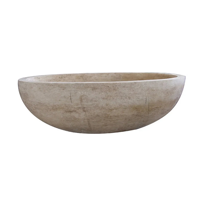 Classic Beige Natural Stone Ellipse Shape Hand-Carved Unique Travertine Bathtub(W)70" (L)35" (H)20" by GobekDesign