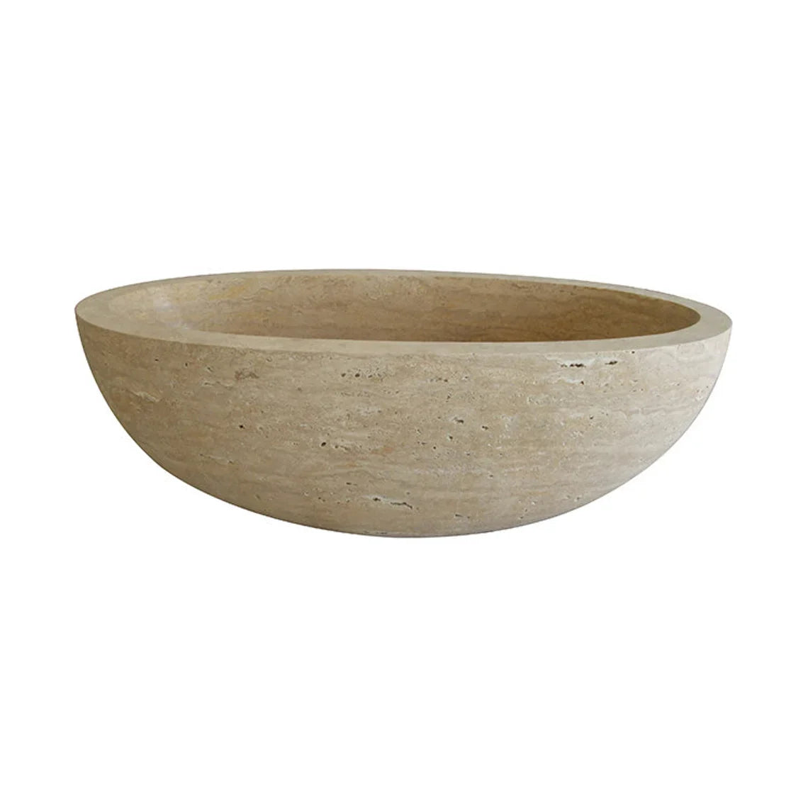 Classic Beige Natural Stone Ellipse Shape Hand-Carved Unique Travertine Bathtub(W)70" (L)35" (H)20" by GobekDesign