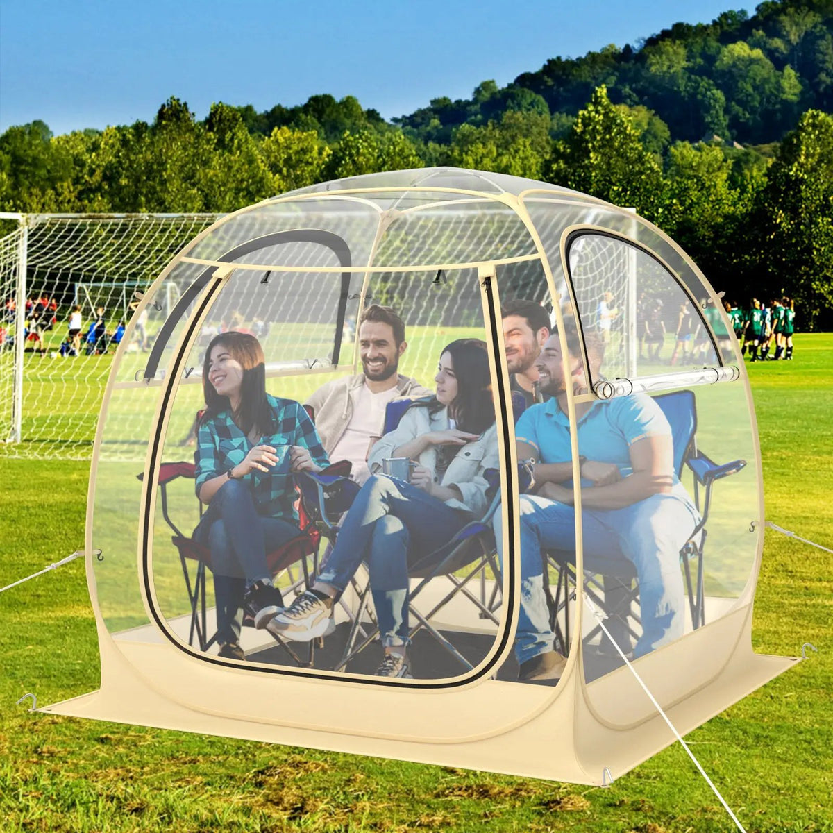 Instant Pop up Sports Tent with Carrying Bag and Floor Mat for 1-2/5-6 People by DirectDeals