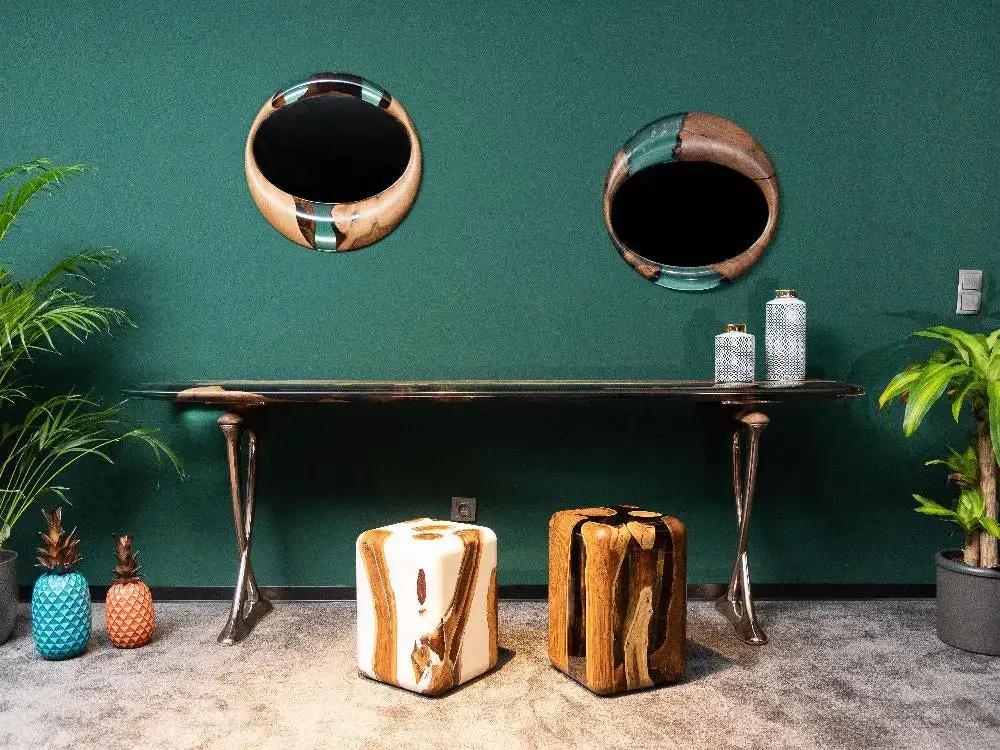 Epoxy-Resin and Walnut, Unique Mirrors by Gizz