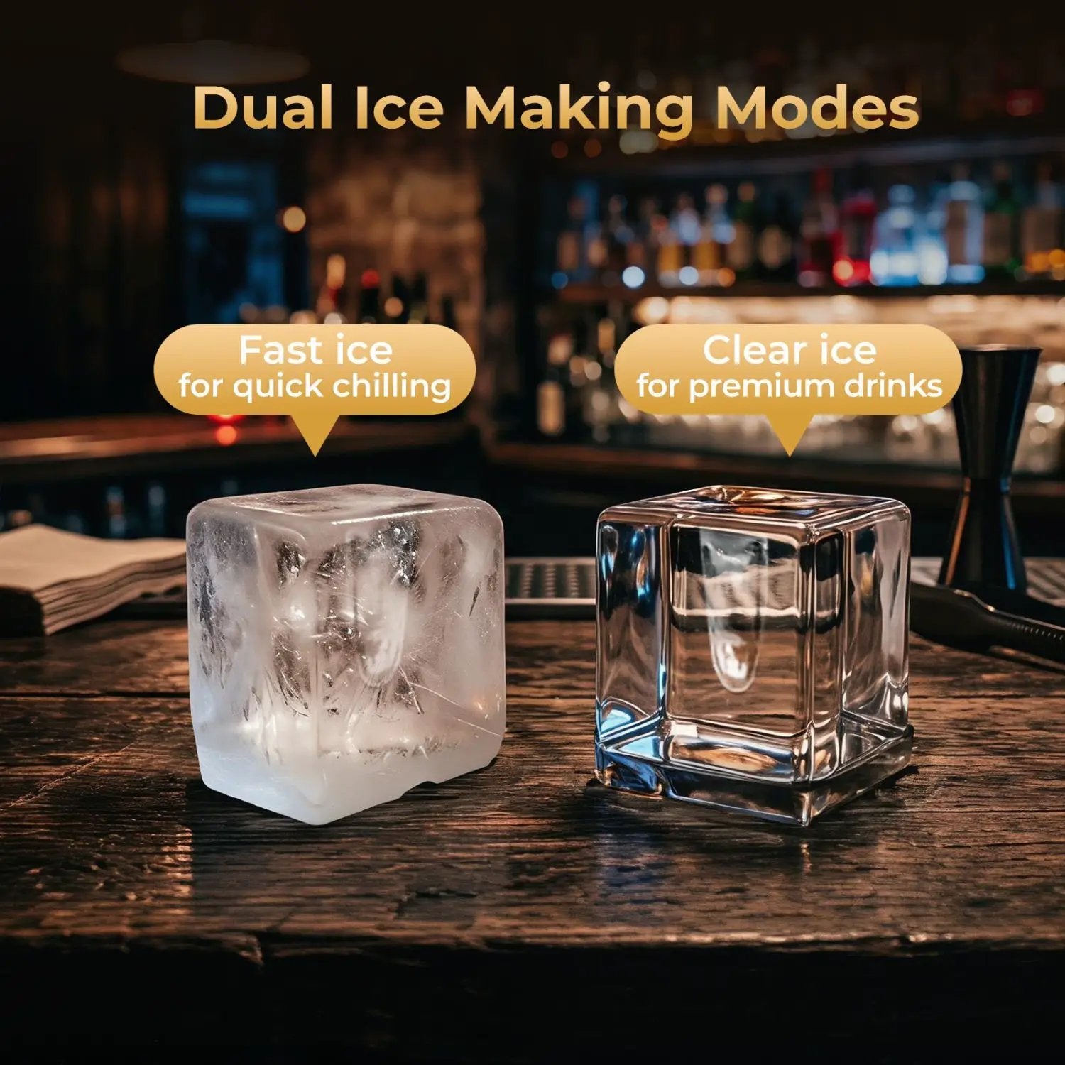 Countertop Ice Maker with 1.6" Clear Ice Cubes - 26 lbs/Day by DirectDeals