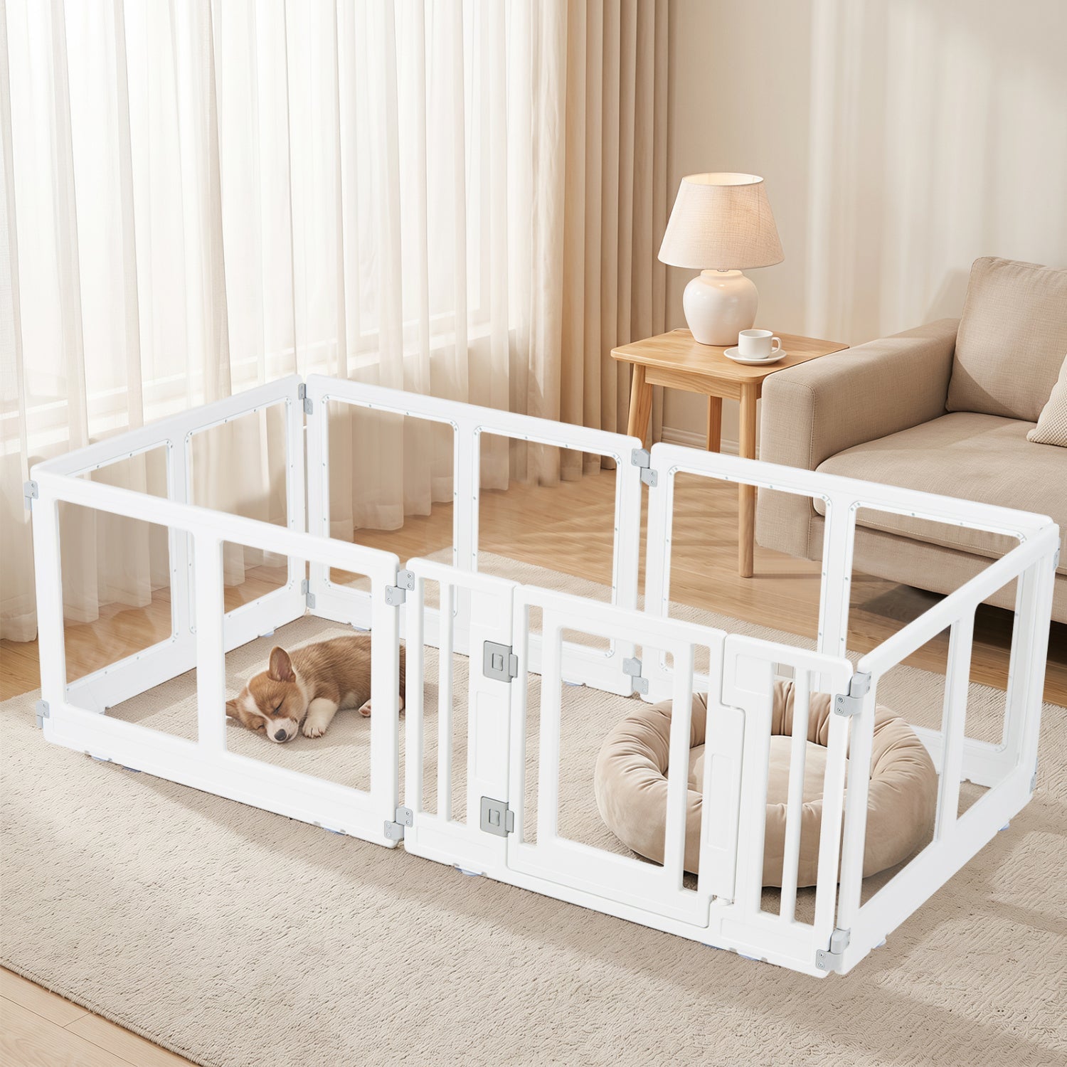 Clear Plastic Dog Playpen with Door - 8 Panel by DirectDeals