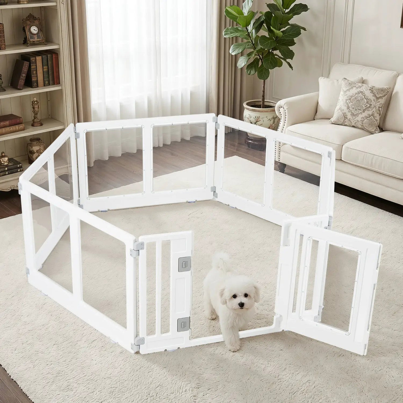 Clear Plastic Dog Playpen with Door - 8 Panel by DirectDeals