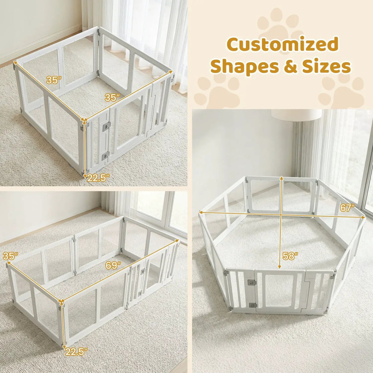 Clear Plastic Dog Playpen with Door - 8 Panel by DirectDeals