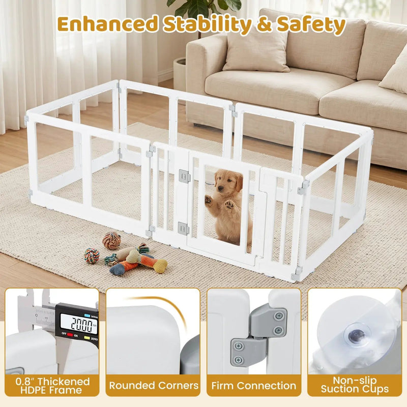 Clear Plastic Dog Playpen with Door - 8 Panel by DirectDeals