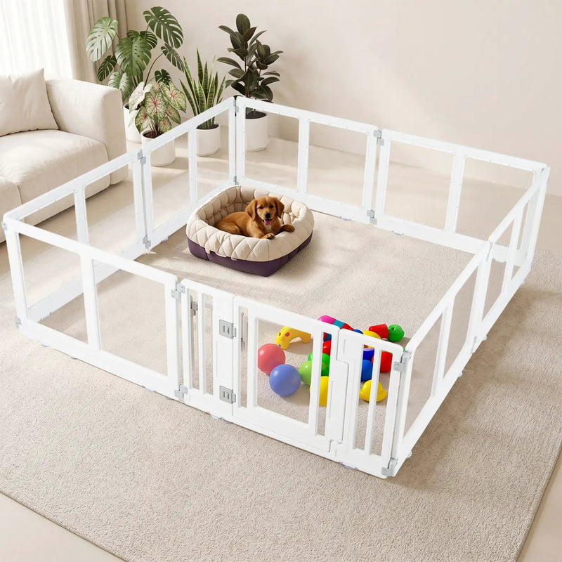 Clear Plastic Dog Playpen with Door - 8 Panel by DirectDeals