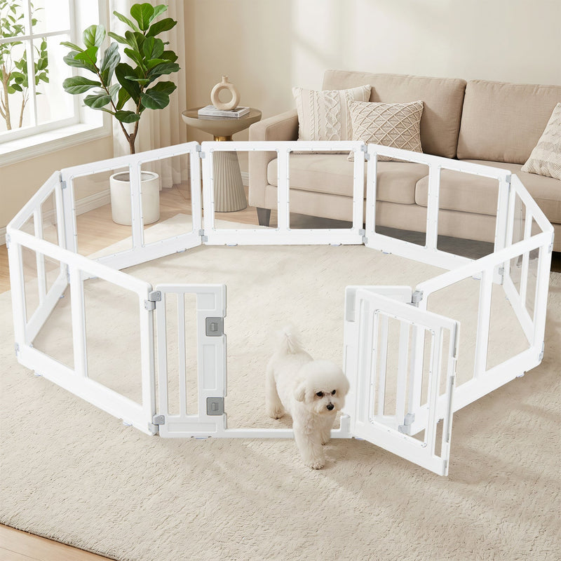 Clear Plastic Dog Playpen with Door - 8 Panel by DirectDeals
