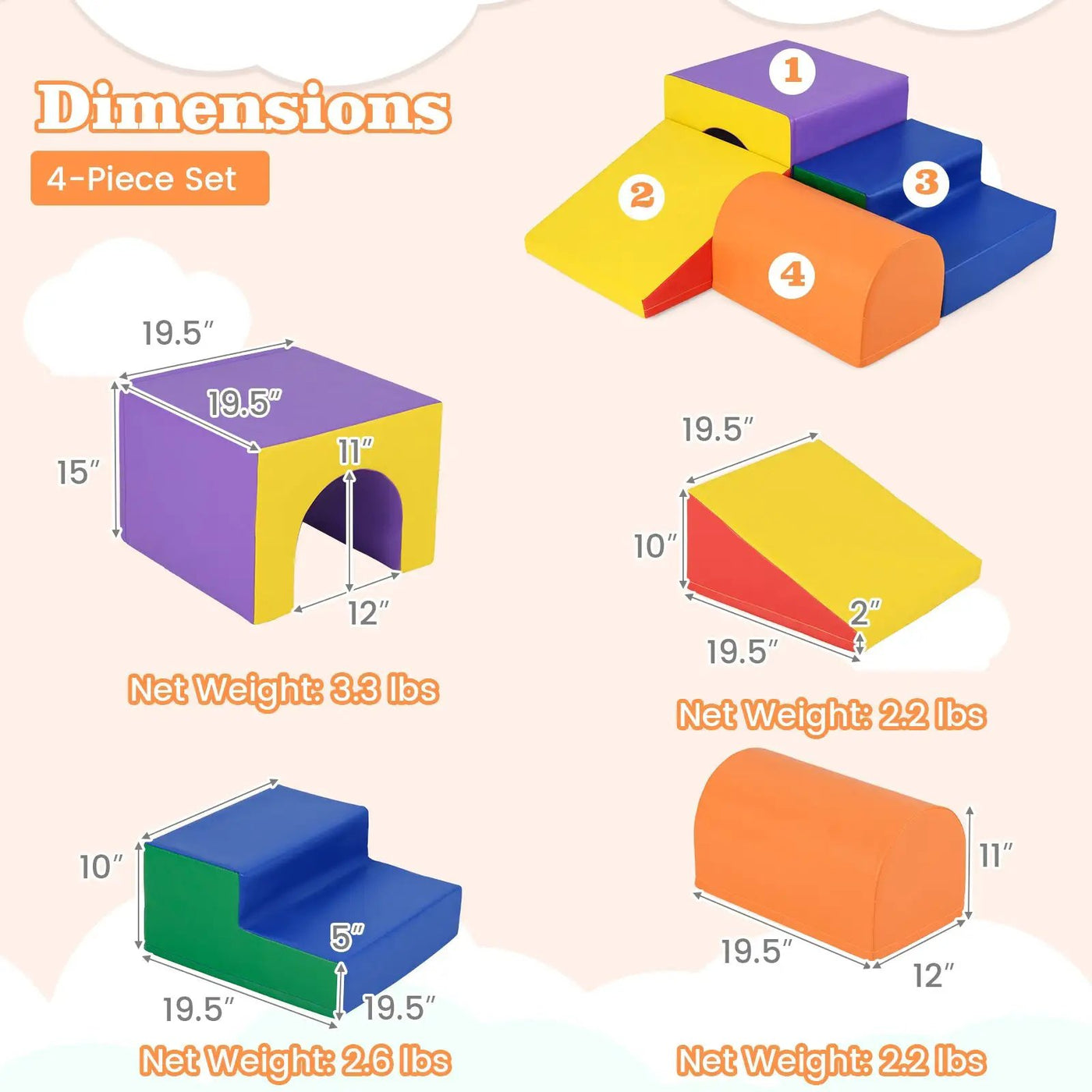 Climb and Crawl Foam Block Play Set for Infant Baby by DirectDeals