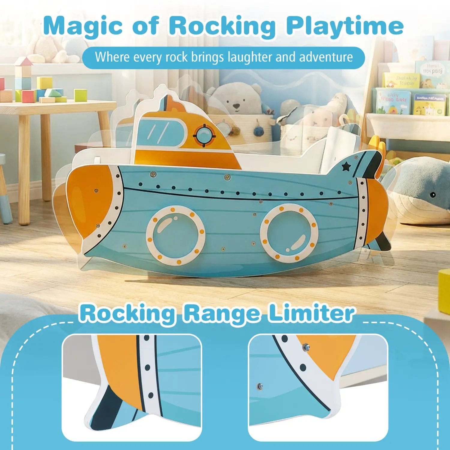Wooden Submarine Rocking Climber with Rotating Propeller by DirectDeals
