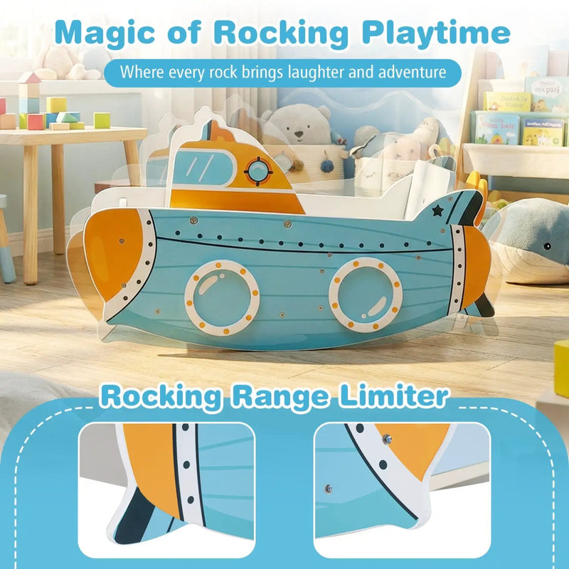 Wooden Submarine Rocking Climber with Rotating Propeller by DirectDeals