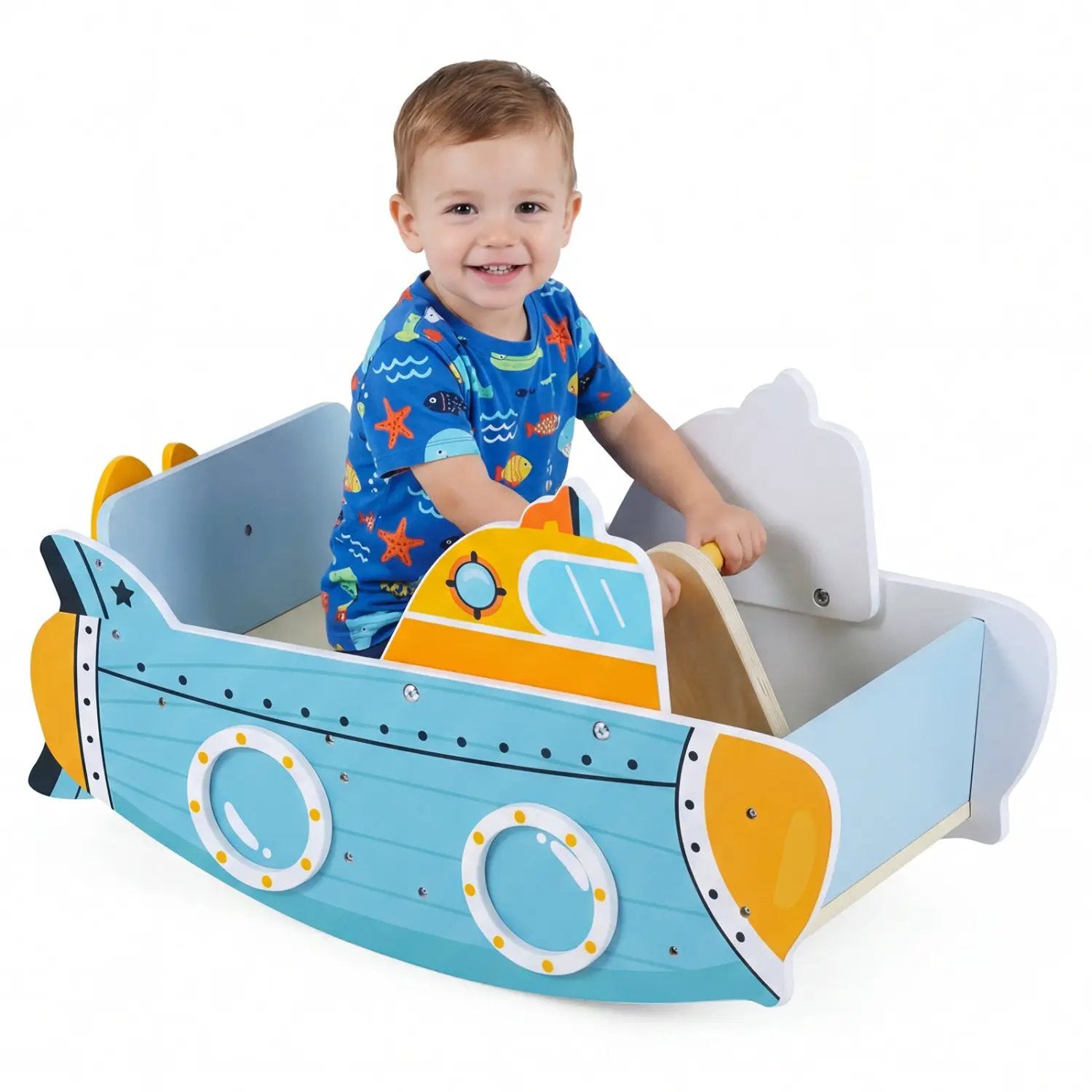 Wooden Submarine Rocking Climber with Rotating Propeller by DirectDeals