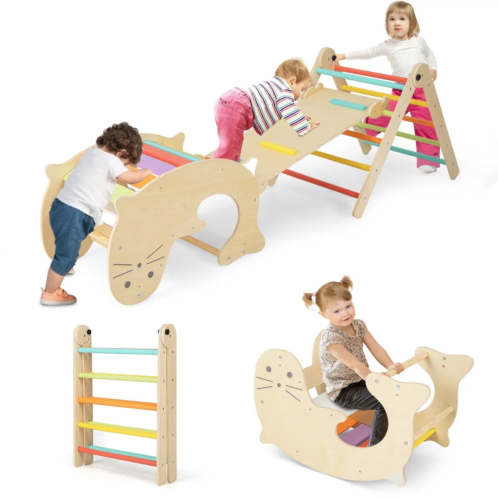 7-in-1 Indoor Climbing Toys for Toddlers with Reversible Ramp by DirectDeals