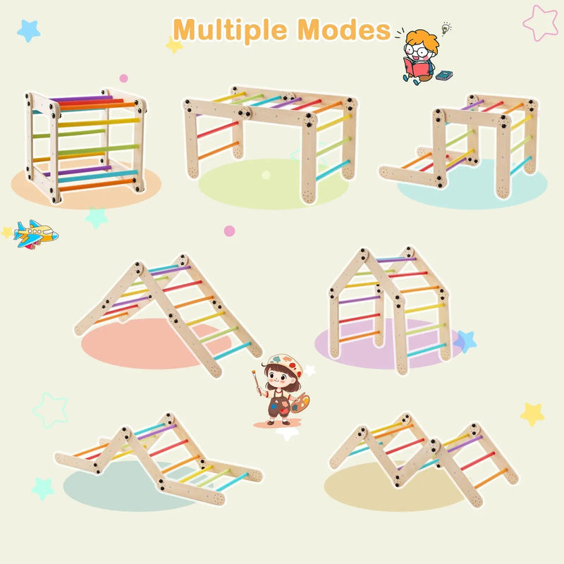 Climbing Triangle Ladder Toy Indoor Jungle Gym with Reversible Ramp-Multicolor by DirectDeals