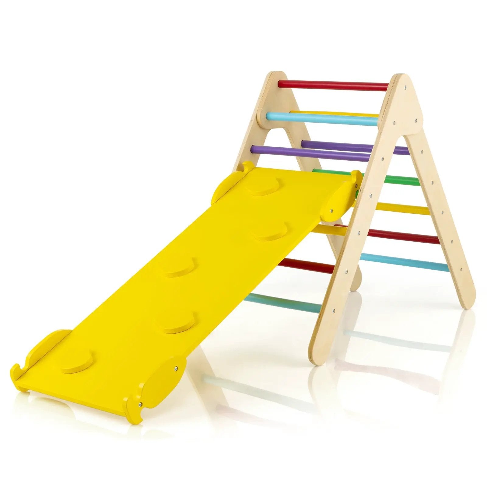 3-in-1 Wooden Climbing Triangle Set Triangle Climber with Ramp by DirectDeals