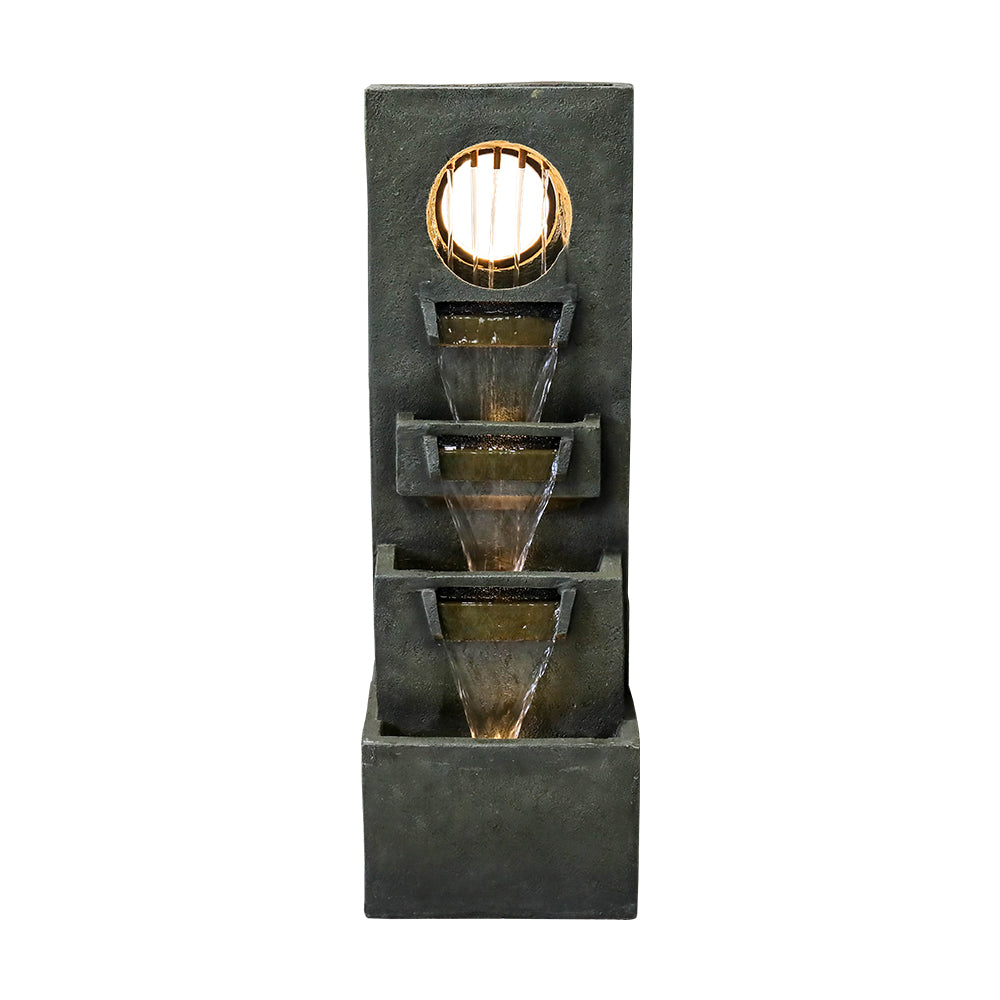 Resin Moon Gate Outdoor Water Fountain 39 Inch Warm LED, close-up of the surface