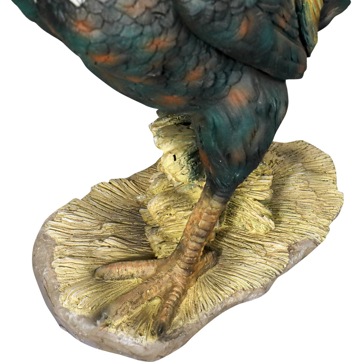 Concrete Rooster Statue Hand Painted Farmhouse 22 In, close-up of the surface