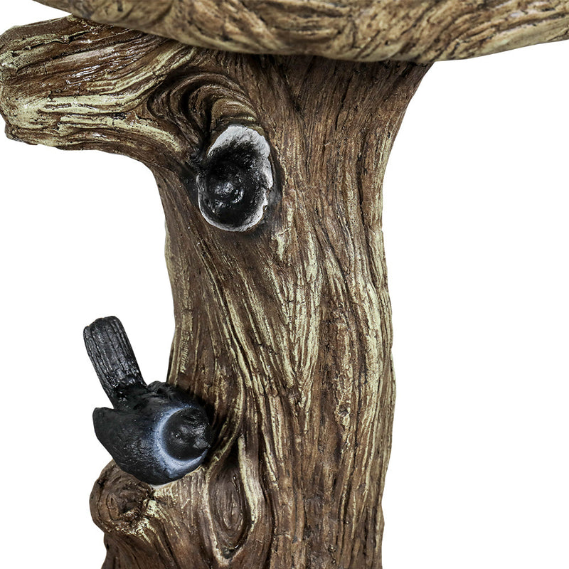 Concrete Tree Stump Bird Bath Log and Knot 23 Inch, close-up of the surface