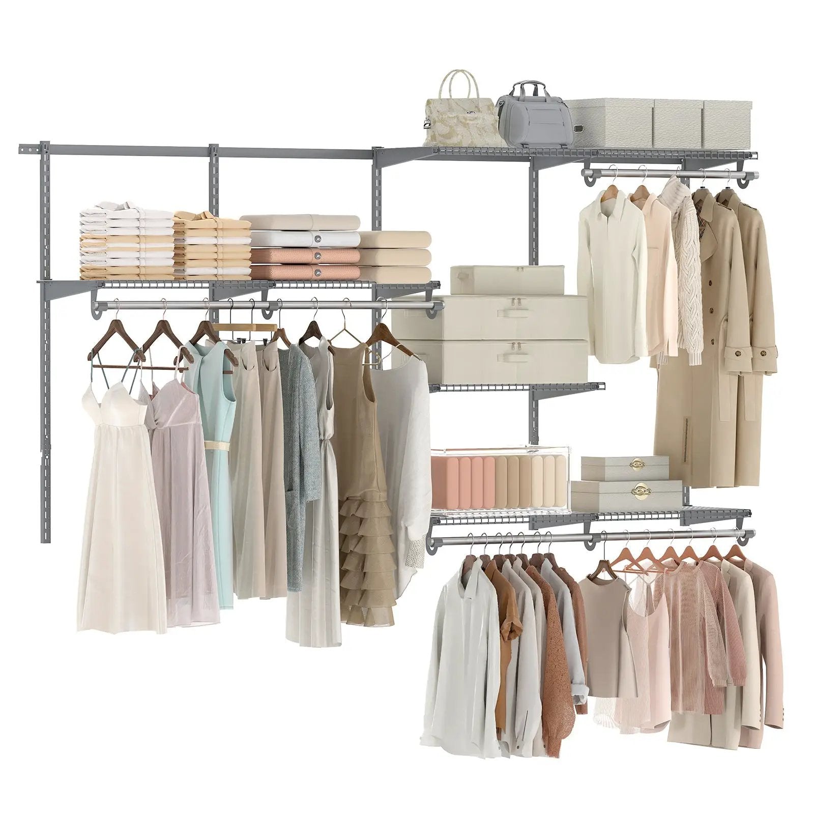 Closet System 4-8 FT Wall-Mounted Closet Shelves and Rod by DirectDeals